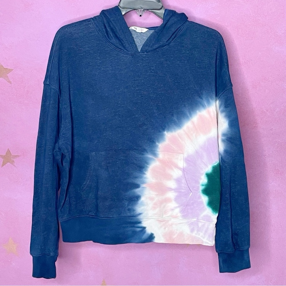 Wild Fox Sweatshirt Womens Size Small Blue Hoodie Tie Dye Boho Long Sleeve